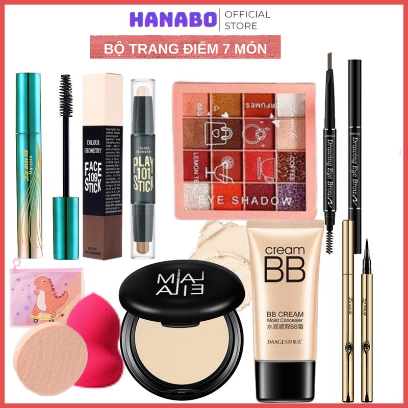 Bộ trang điểm 7, 8 món chính hãng, đầy đủ, đẹp, tiện lợi set Mỹ phẩm trang điểm makeup Cosmetic Perfume chuyên nghiệp Lameila đi chơi quà tặng Hanabo bot  rang diem tai nha bộ  makeup