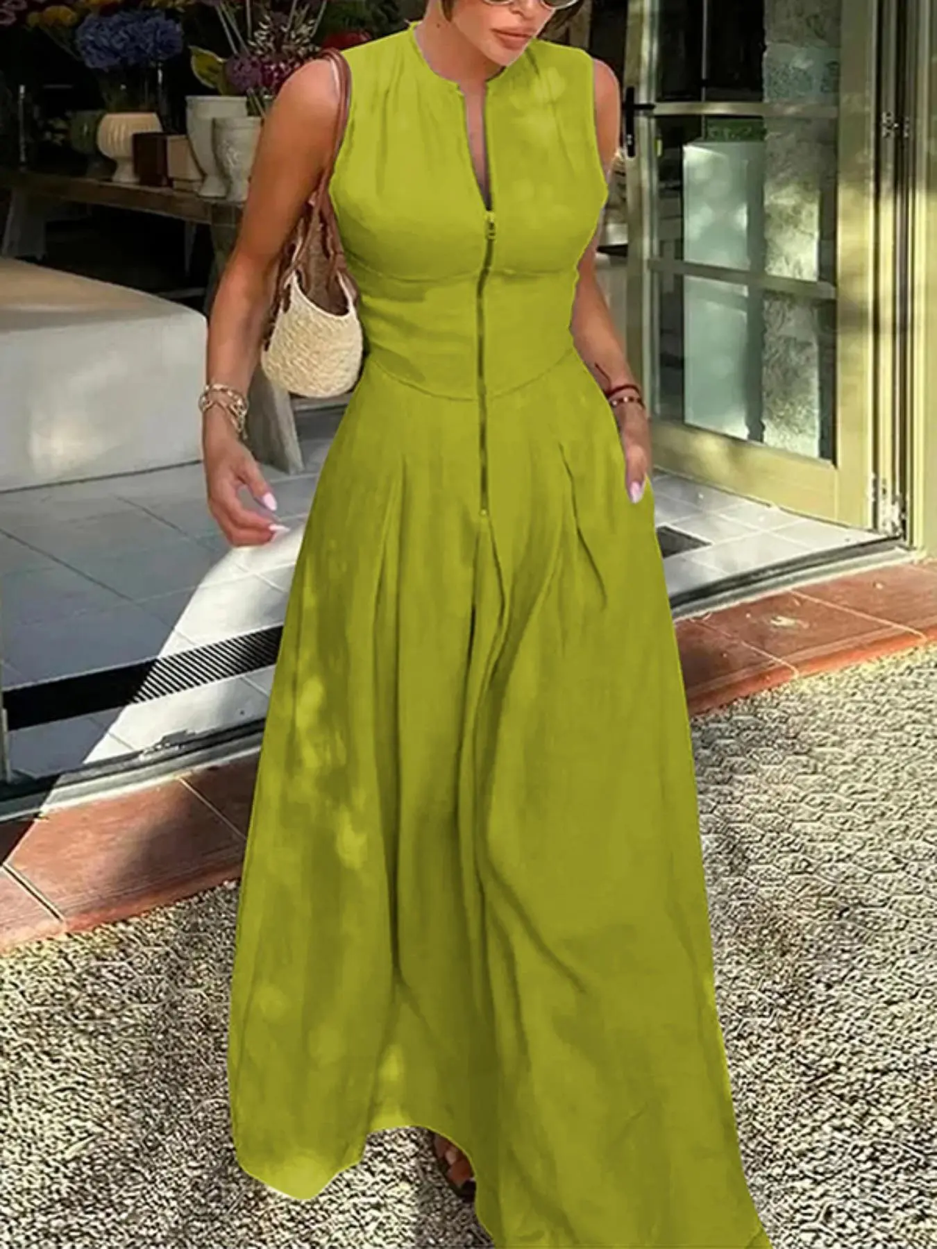 Women's Plain Dress, Casual Elegant Sleeveless Dress for Daily Wear, Ladies Clothes for All Seasons