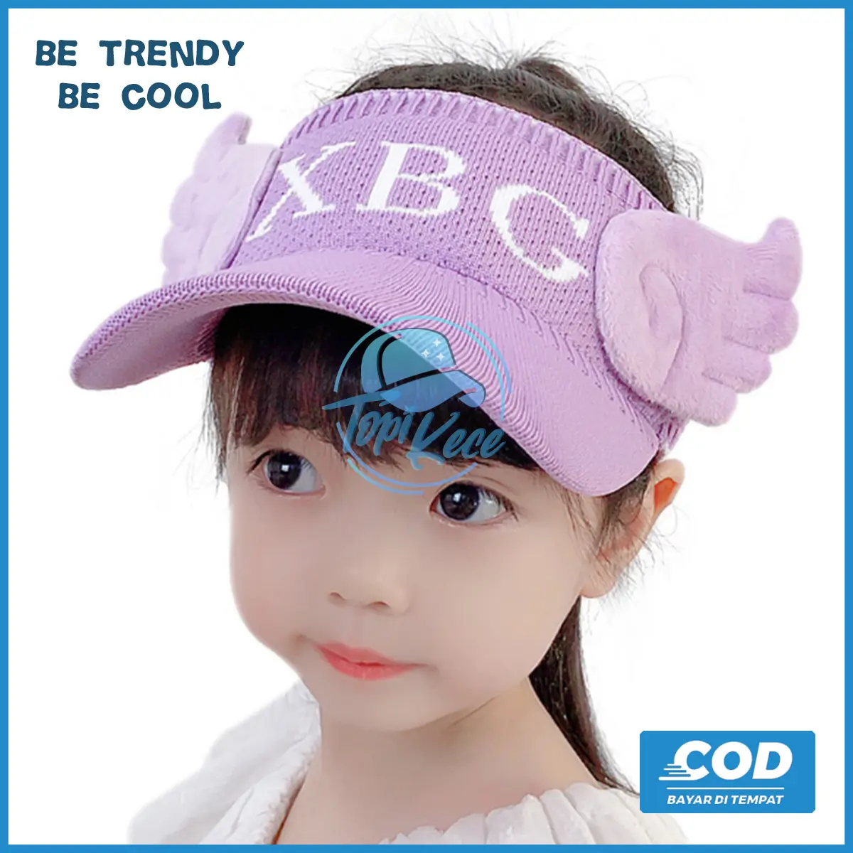 Topi Anak Cewek Rajut Visor Pantai Sunshade Motif Xbg Wings Fashion Sporty Olahraga Perempuan Gaya Kekinian