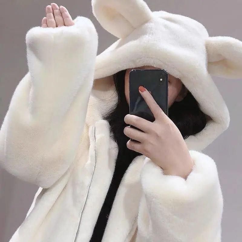 Áo Khoác Lông Mùa Đông Mũ Tai Gấu Cho Nữ - Top Women Jacket, SUSU NUNU