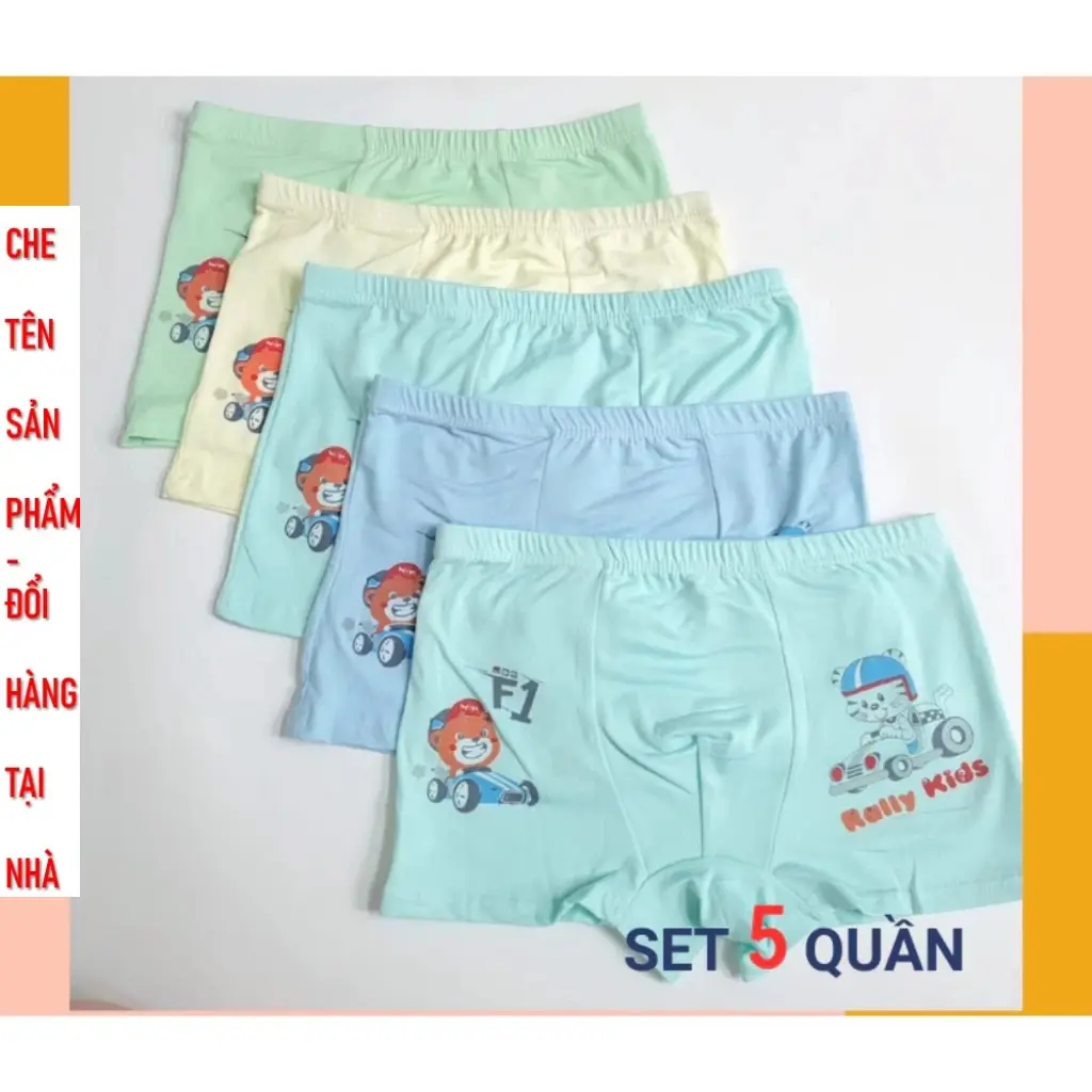 Sét 5-10 quần lót đùi,Quần chip đùi bé trai hoạ tiết hoạt hình loại 1 chất liệu mềm mại