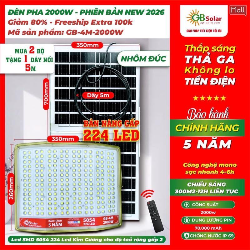 FREE SHIP COMBO MUA 2 BỘ TẶNG 1 DÂY NỐI 5M BẢN NÂNG CẤP 224 LED BẢO HÀNH 5 NĂM 1 ĐỔI 1 Đèn Năng Lượng Mặt Trời Mắt Ngọċ 2000W