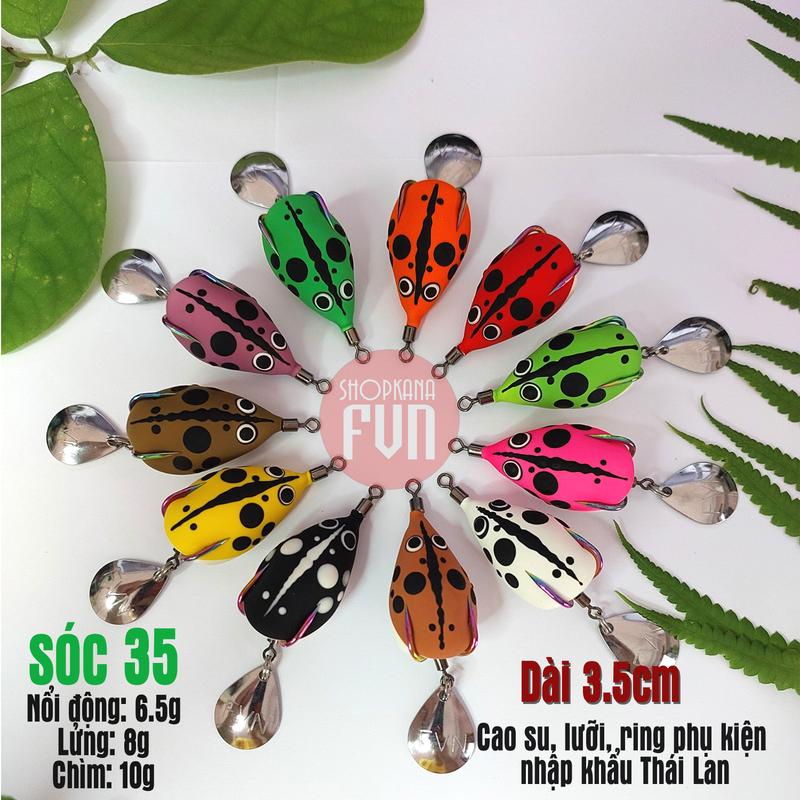 Mồi câu nhái hơi sóc 35 chuôt sóc dài 3.5cm trị bú bình đến Hugo lưỡi Titan ring phụ kiện Thái Lan Bắt Cá Fishing Đi Câu Câu Cá