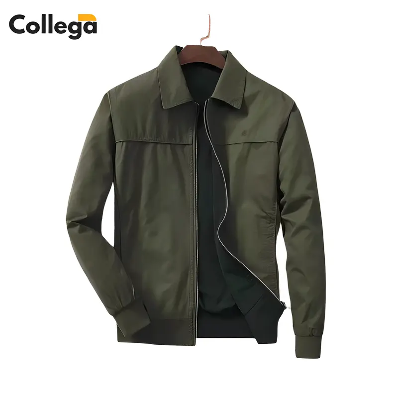 Jaket Semi Formal Pria Cream Hijau Army Casual Katun Lembut Kotak Panjang Tebal Waterproof - Outdoor, Distro, Basic 1