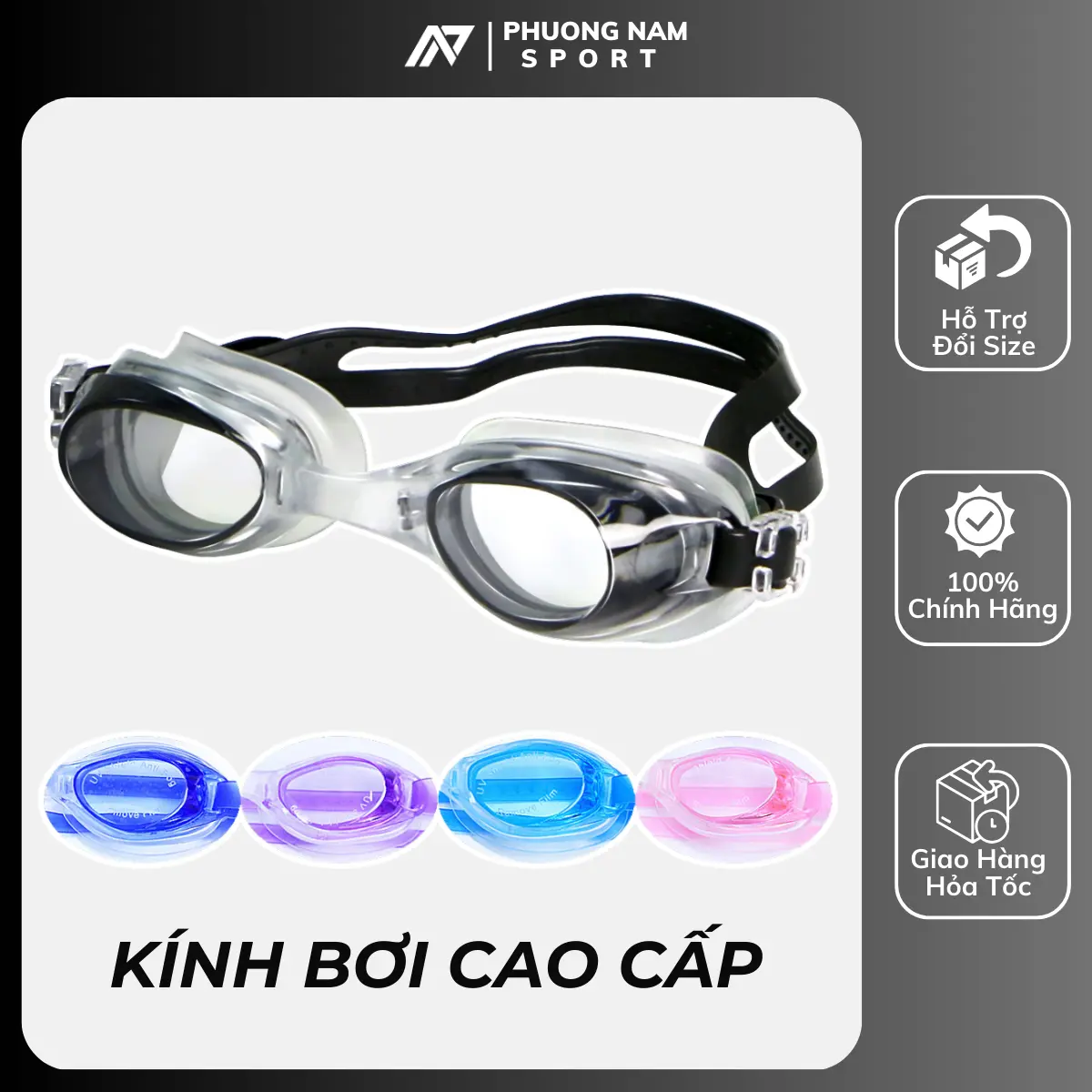 Kính bơi FOG nam nữ chống tia UV, kính bơi cao cấp chống nước,chống sương kèm hộp