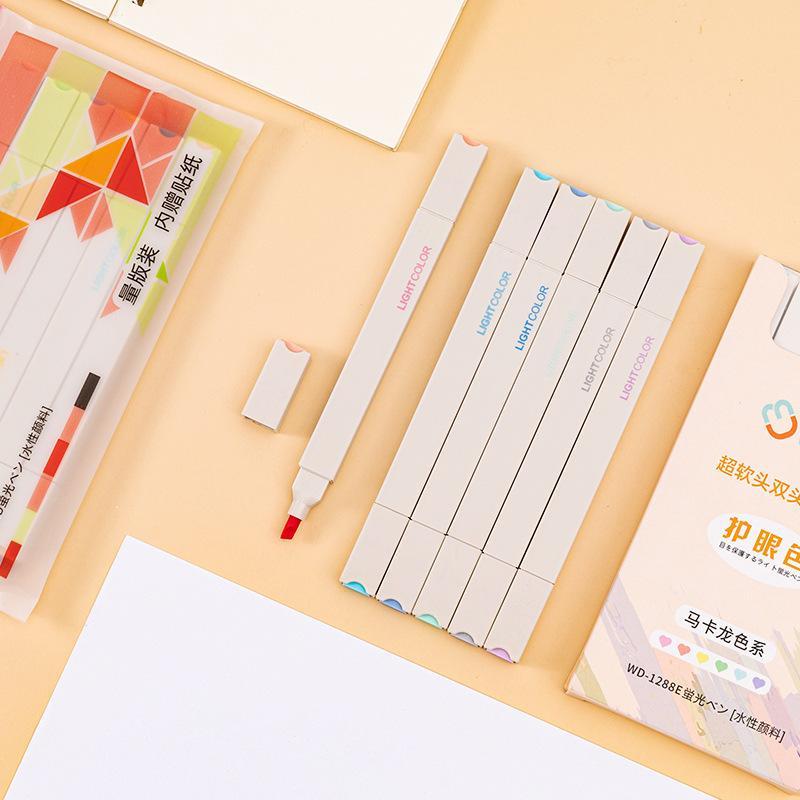  Set 6 bút highlight đánh dấu tông màu pastel HI06 thân vuông bút dạ quang Light Color 