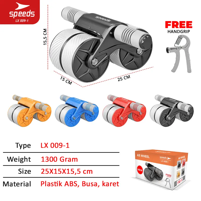 SPEEDS Ab Wheel Roller Wheels Plank Trainer 2in1  dengan Penghitung Waktu 009-1(HITAM) 7