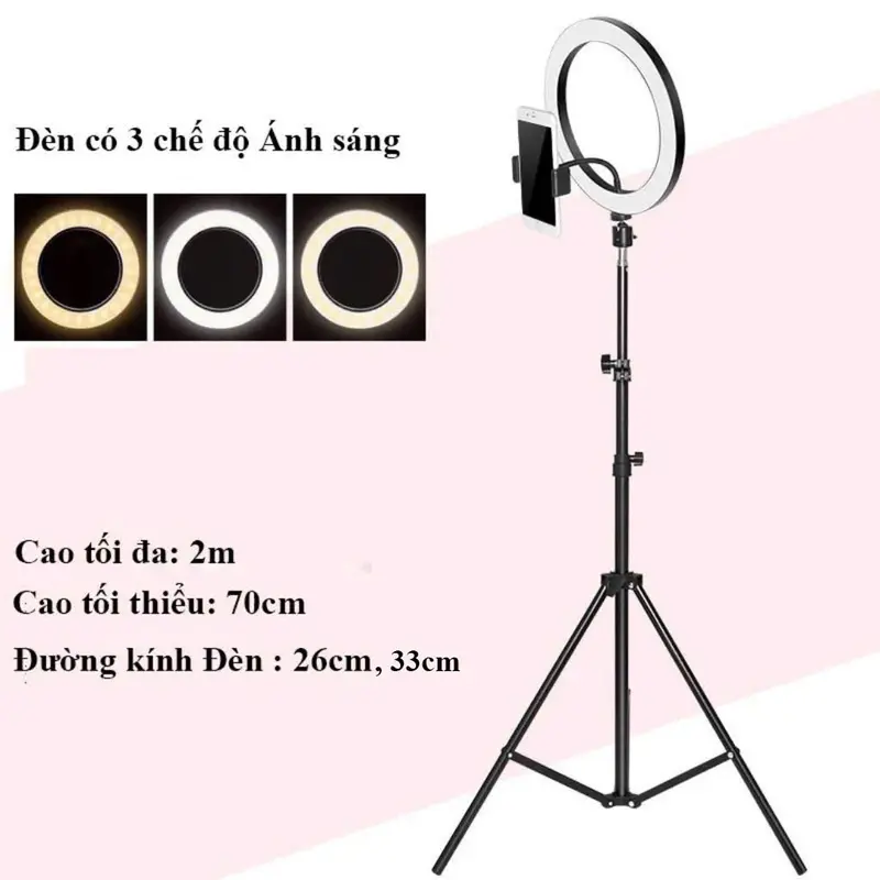 Đèn Livestream Giá Đỡ Kẹp Điện Thoại Livestream Cao 2m1 Chụp Ảnh, Quay Video 7