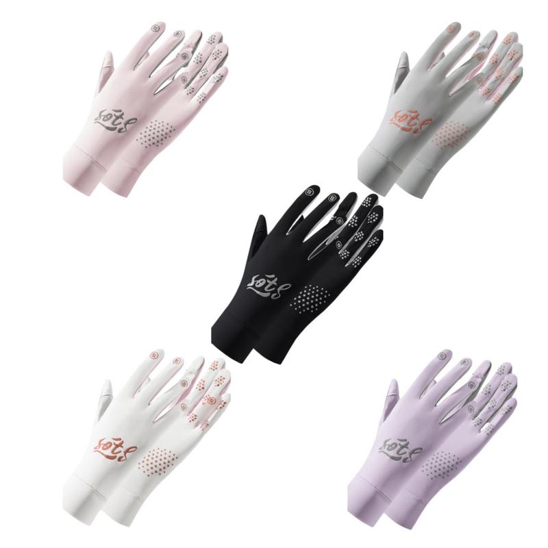 Women's Letter Print Sun Protection Gloves, Breathable Non-slip Gloves for Cycling, Sports Gloves for Women & Girls 0