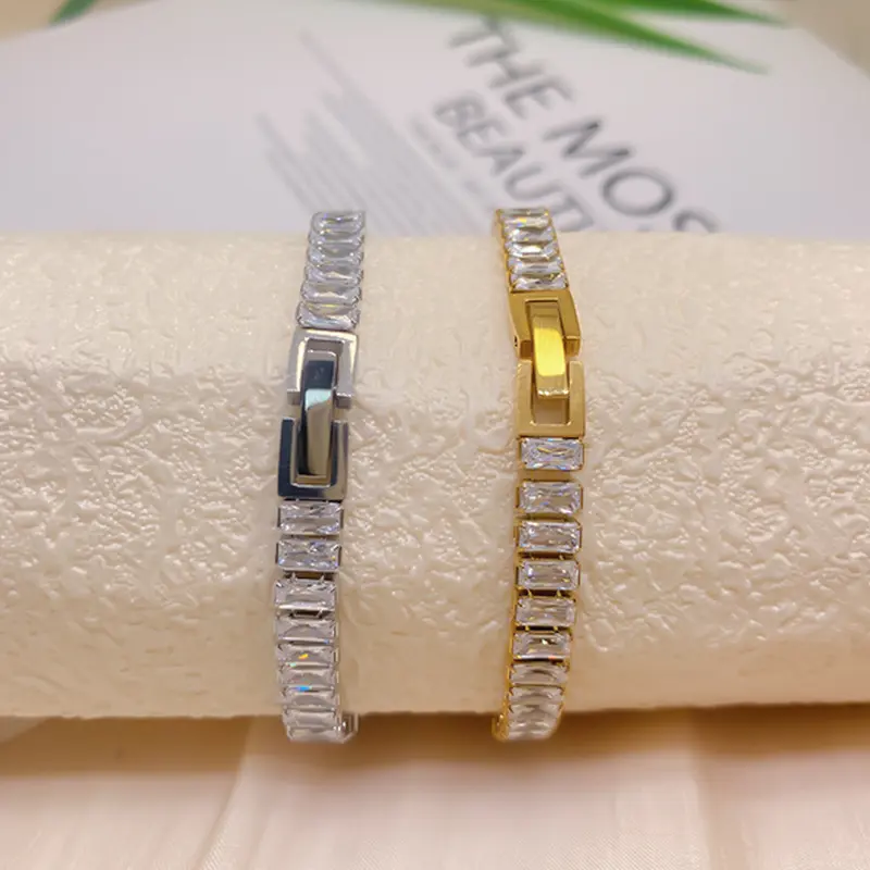 Lắc tay nam nữ đính đá zircon thời trang, Vòng tay tennis tinh tế, sang trọng, nhẹ nhàng 5