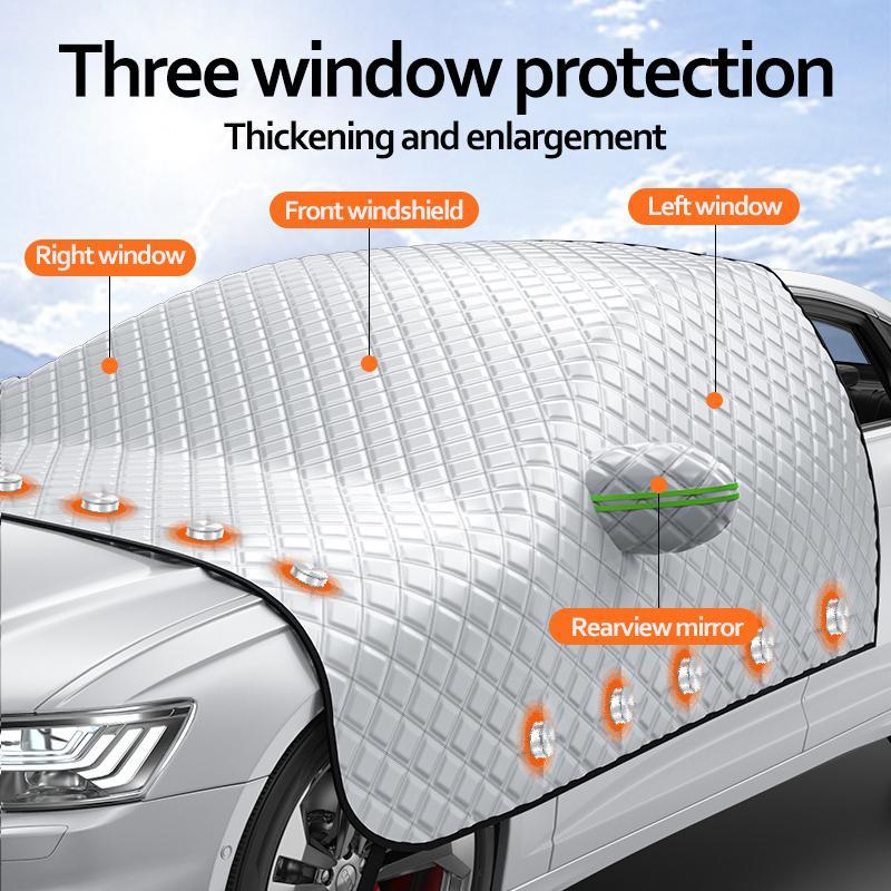 Car Windshield Snow Cover with Side Mirror Protector, 4-Layer Car UV-proof Frost-proof Windshield Sunshade, Windproof Sunshade Cover for Cars, Compact SUVs 1