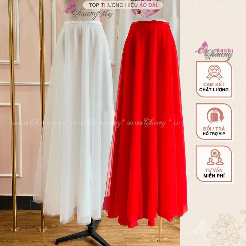 Chân váy đầm mặc áo dài cách tân nữ truyền thống Chaang may sẵn QAD046 váy loe 3 lớp vải voan lụa cô dâu cưới hỏi lễ tết đẹp Quần Voi