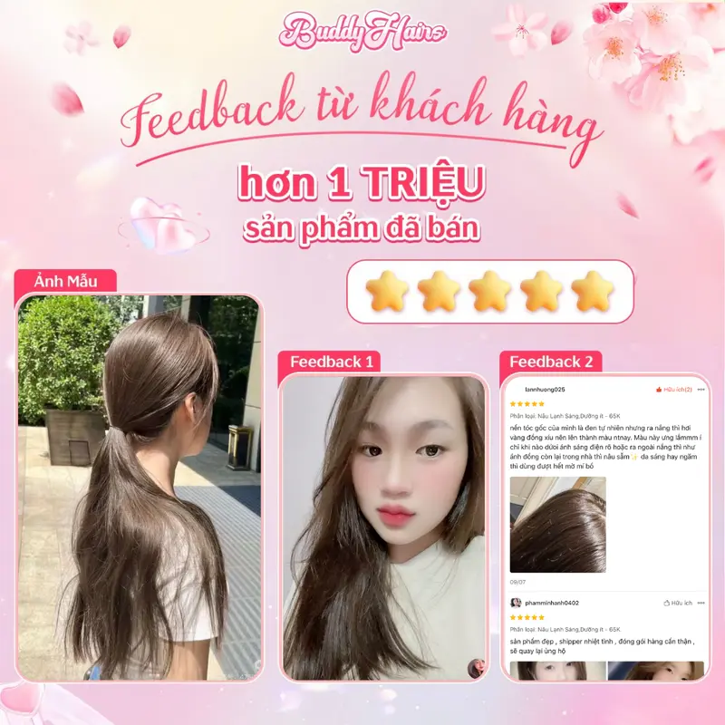 Thuốc nhuộm tóc Nâu Lạnh Sáng, Nâu Lạnh, Nâu Trà Sáng không cần dùng Thuốc tẩy tóc Buddyhairs, Buddyhair, Buddy.hairs Đổi Màu Tóc 2