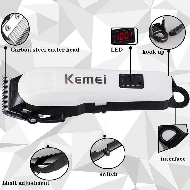 Kemei KM-809A Tông đơ cắt tóc siêu mạnh và sắc,Tông Đơ Cắt Tóc Không Dây Chuyên Nghiệp,Tông Đơ Cắt Tóc Chính Hãng Tạo Kiểu Chuyên Nghiệp Có Màn Hình Led Hiển Thị Pin Cạo Râu 7