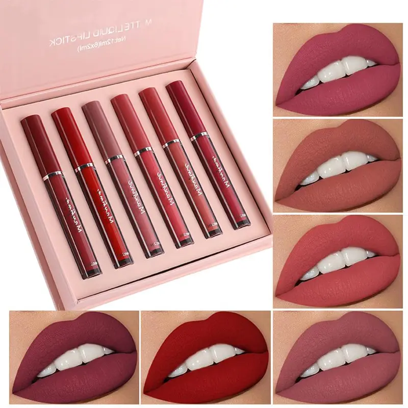 6pcs Long-lasting Matte Lipstick Set, Matte Lip Balms, Easy Coloring Lip Sticks, Moisturizing Matte Lipstick, Suitable for All Occasions Lip Makeup, Velvet Matt Finish Lip Gloss, Smooth Lip Cosmetic 3