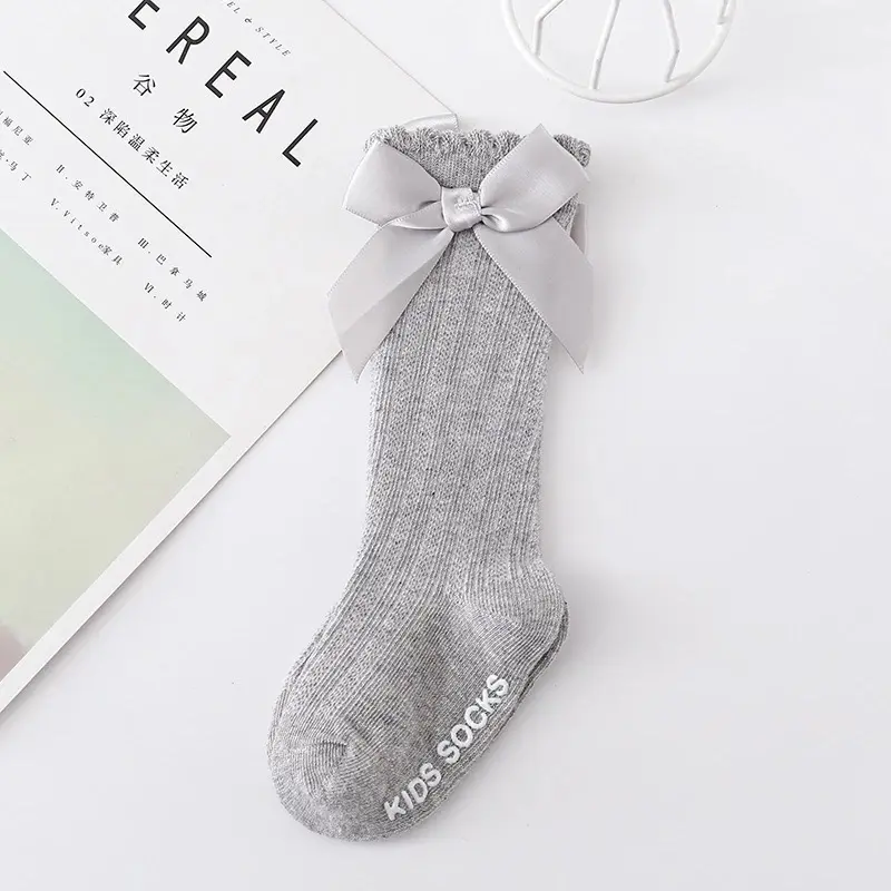 Tất Chân Cao Cổ Đính Nơ Dễ Thương Cho Bé Gái 0-1 Tuổi, Tất Chất Cotton Mềm Co Giãn, Chống Trơn Trượt 8