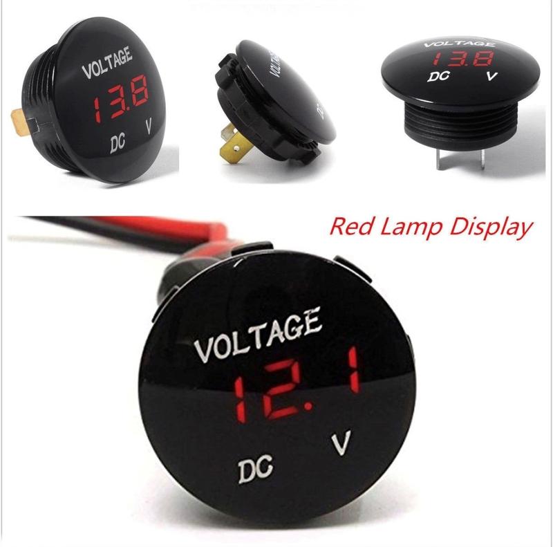 Đồng hồ Led đo Volt ắc quy ô tô và xe máy 12v DC - Volt meter hình tròn 3