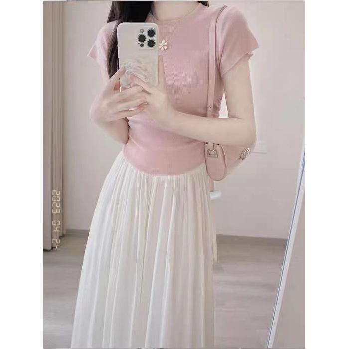 Bộ Đồ Muối Nhỏ Phong Cách Mùa Hè, Áo ngắn Tay Và Váy Màu Hồng, Thanh Lịch Và Nhẹ Nhàng, Phong Cách Cổ Điển Trưởng Thành Nhẹ Nhàng, Bộ Đồ Hai Mảnh, Dành Cho Nữ 6