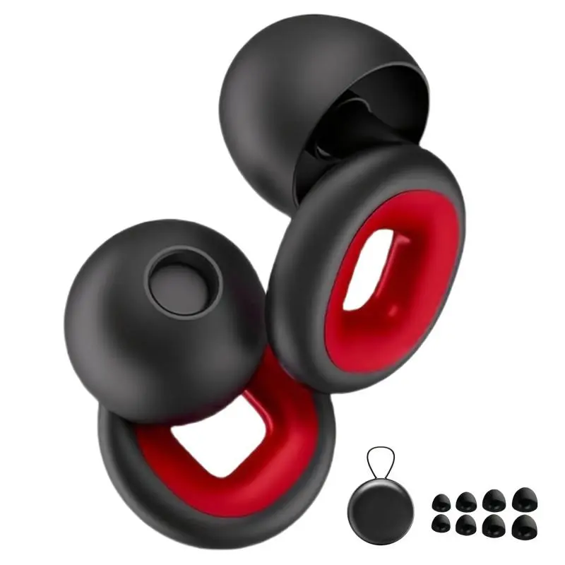 1 Pair Silicone Ear Plugs with 8 Tips, Reusable Ear Plugs for Swimming & Travel, Sports Ear Plugs for Men & Women