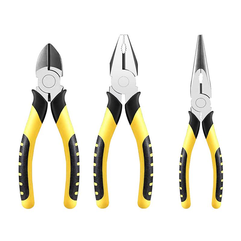 Tang Set 3 Pcs 8 Inches Wire Pliers Sharp Large Opening Stripping Pliers Industrial Grade Labor-saving Household Electrician Pliers