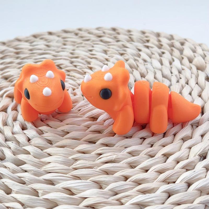 Product Introduction of 3D Printed Cute Cartoon Triceratops Figurine, 1 Count Creative Desktop Decoration Statue, Movable Joints Animal Ornament for Home Office 5