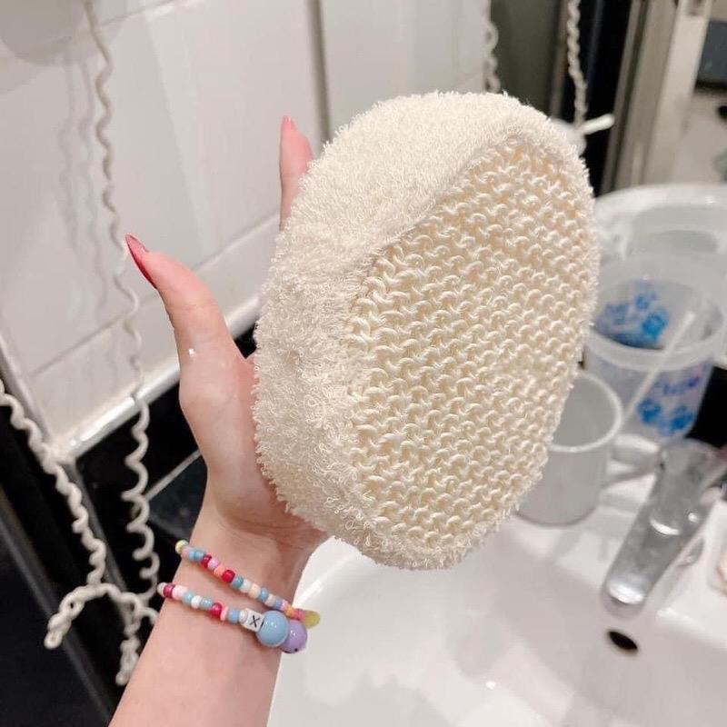 Bông tắm lưới xơ mướp trắng mềm mại tẩy tế bào chết tại nhà 0