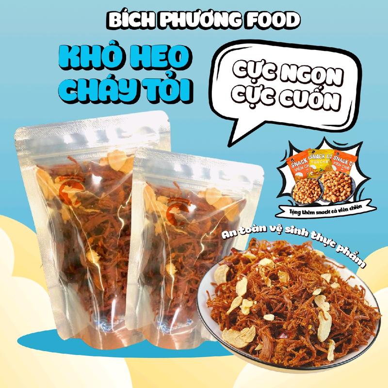 Khô heo cháy tỏi Bich Phương Food - Tặng kèm snack cá viên chiên - 20%heo +80%gà Snack Thức Ăn Ăn Vặt
