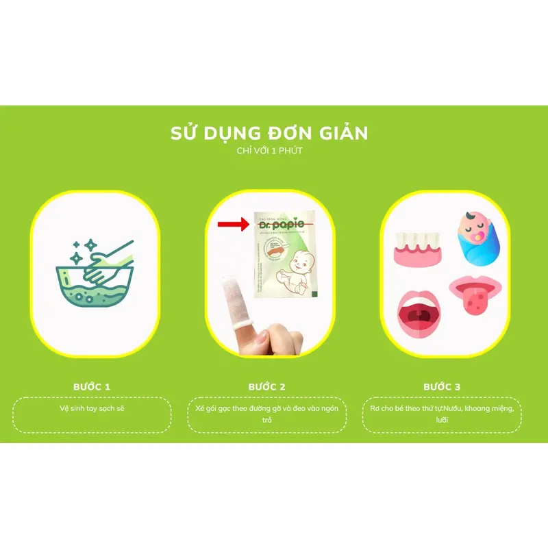 Gạc rơ lưỡi vệ sinh răng miệng Dr Papie cho bé 2