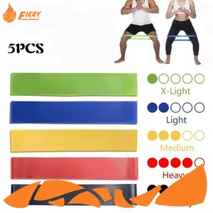 [Fiery Sport] Resistance Band Alat Olahraga Otot Outdoor 5 Warna Untuk Yoga Fitness Indoor Outdoor Gym