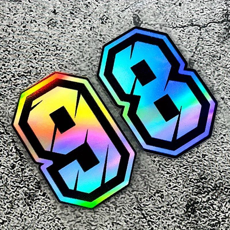 Laser Effect Digital Number Sticker, Universal Creative Logo Waterproof Outdoor Decorative Sticker, Car Exterior Accessories for Motorcycle Body Scratches Cover Laptop Luggage Mailbox 6