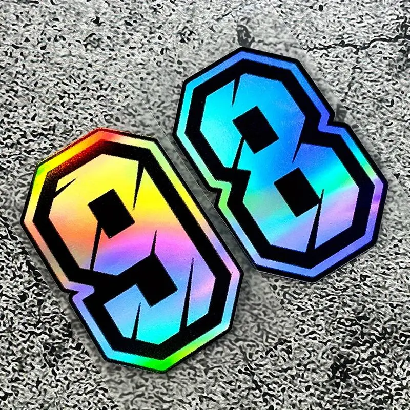 Laser Effect Digital Number Sticker, Universal Creative Logo Waterproof Outdoor Decorative Sticker, Car Exterior Accessories for Motorcycle Body Scratches Cover Laptop Luggage Mailbox 6