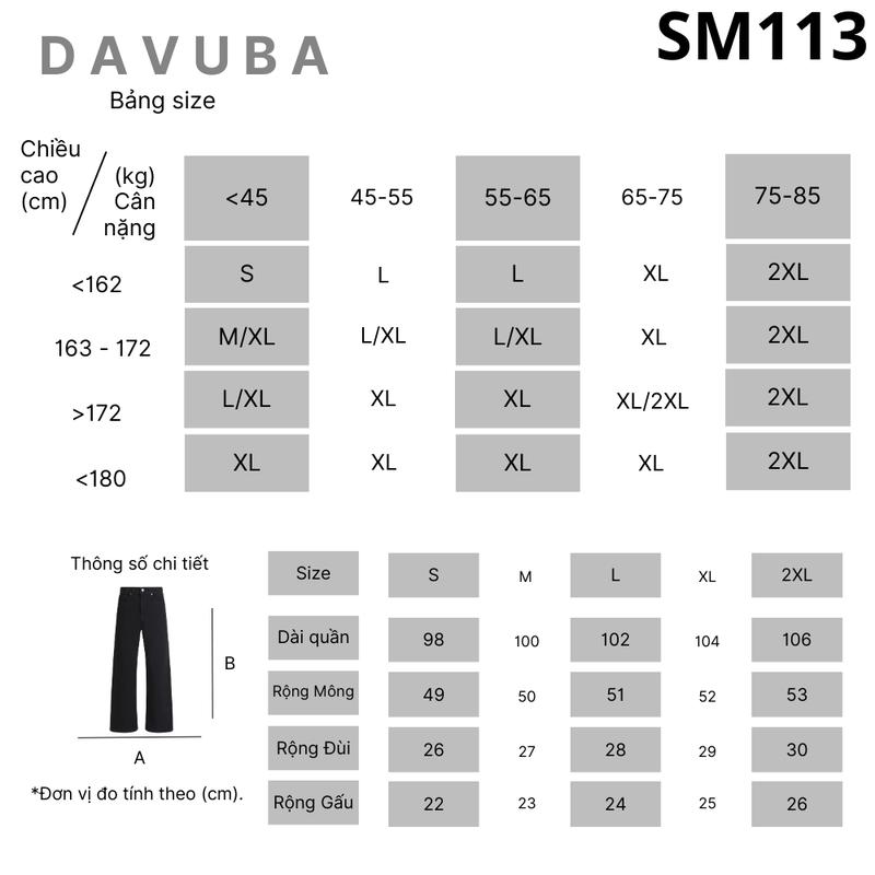 Quần Jeans Ống Rộng DAVUBA trơn SM113 8