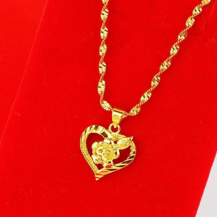 Mặt dây chuyền nữ,làm bằng đồng thau mặt dây chuyền hình trái tim vòng cổ không phai màu đồng xu La Mã giả vàng mặt dây chuyền hoa hồng thời trang thích hợp làm quà tặng cho mẹ.|