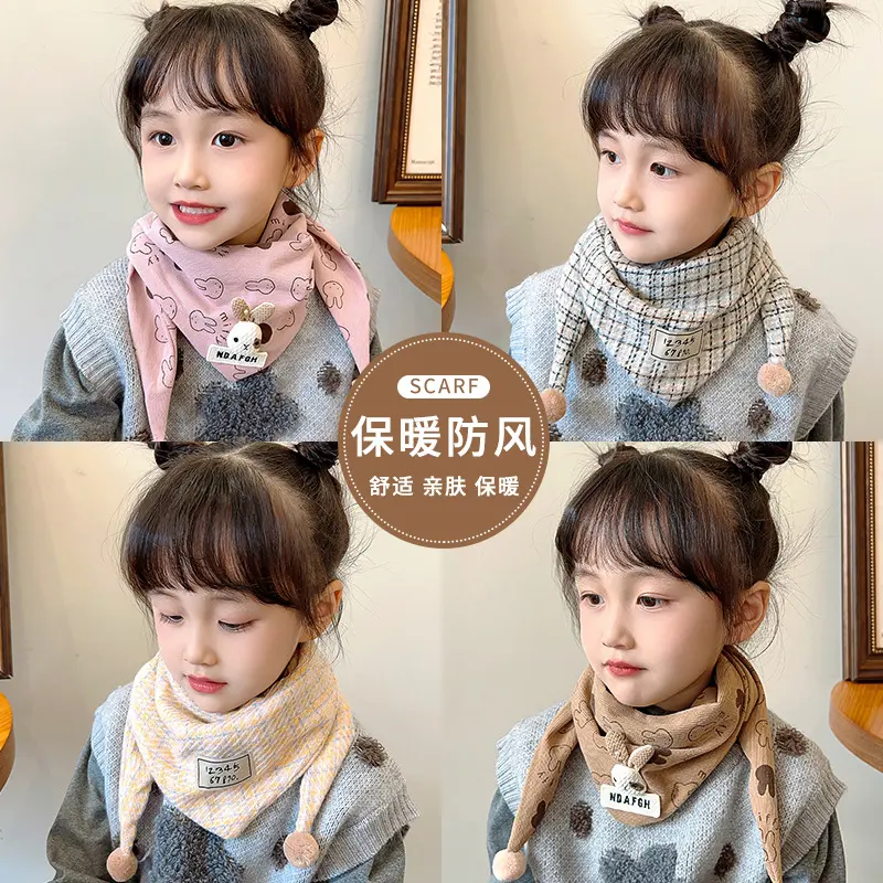 New children's triangle scarf, warm for autumn and winter boys and girls, cute and thick windproof and warm scarf for babies