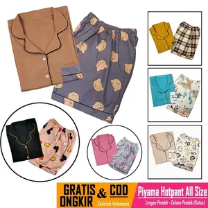 Setelan Baju Tidur Piyama Dewasa Celana Pendek Lengan Pendek Hotpant Motif Kombinasi All Size