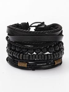 Pulseras para hombre de estilo urbano vintage con cuentas y cuerda trenzada, pulseras de cuentas a la moda y pulseras trenzadas multicapa, joyería moderna como regalo