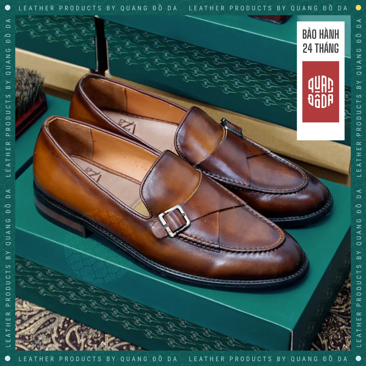 Giày Loafer Nam Da Bò Thật Cao Cấp Đế Phíp Gỗ Màu Nâu Bò LFP_03A, Bảo Hành 24 Tháng, Đế Khâu Chắc Chắn | Quang Đồ Da