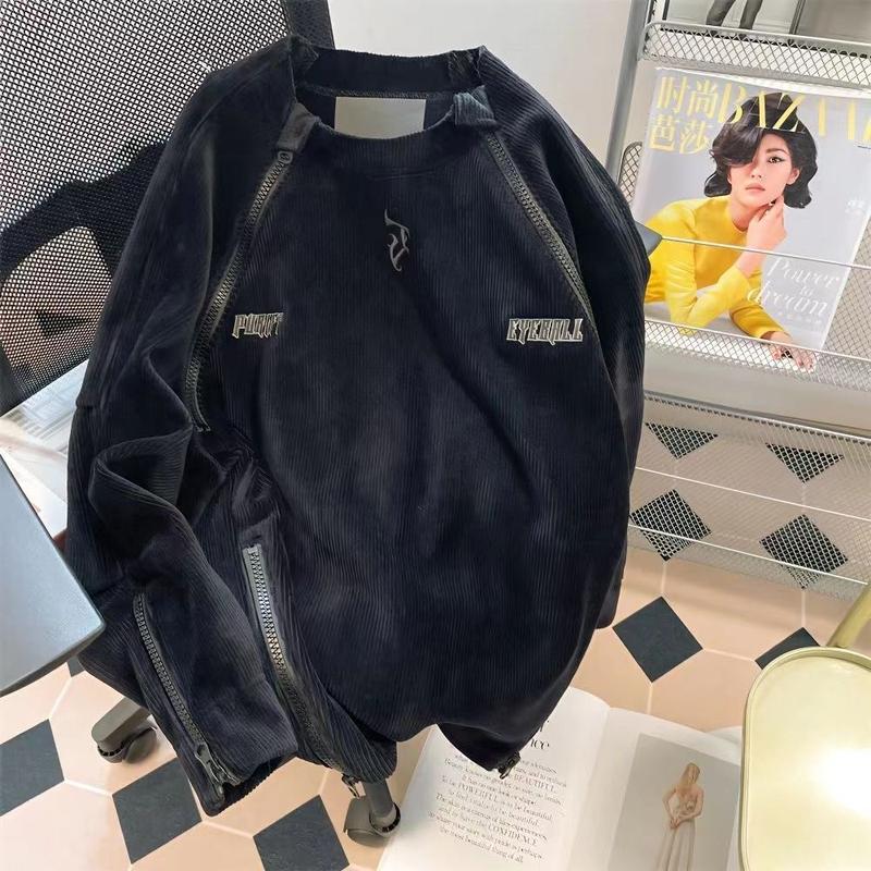 Product Introduction of Áo Len Dây Kéo Vải Nhung Kẻ, Thương Hiệu Thời Trang Ins Cổ Điển Mỹ, Dành Cho Nam Giới, Quần Yếm Dáng Rộng, Ngoại Cỡ (150,00kg), Thích Hợp Cho Mùa Thu Và Mùa Đông 9
