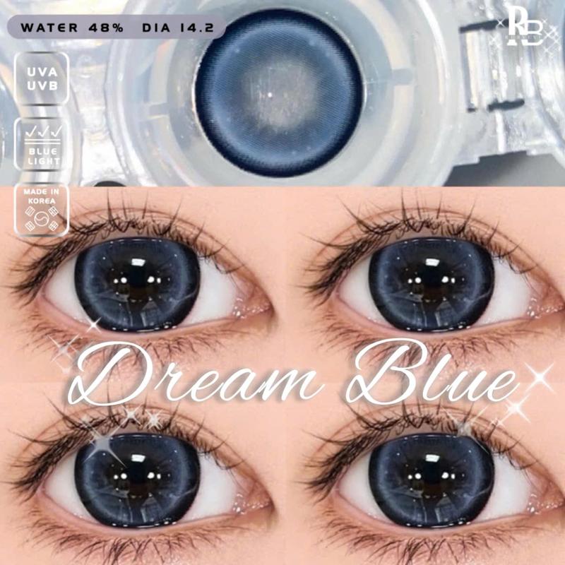 Kính Áp Tròng RUBY EYES Màu Xanh Dream Blue, Lens Mắt Màu Xanh Silicone Hydrogel 0 Độ + Tặng Khay Dụng Cụ Đeo