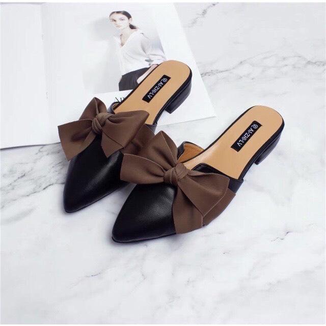 [Form nhỏ, đặt tăng 1 size ]Dép sục nơ cực xinh , đế 2p da mềm êm chân Nữ DéP