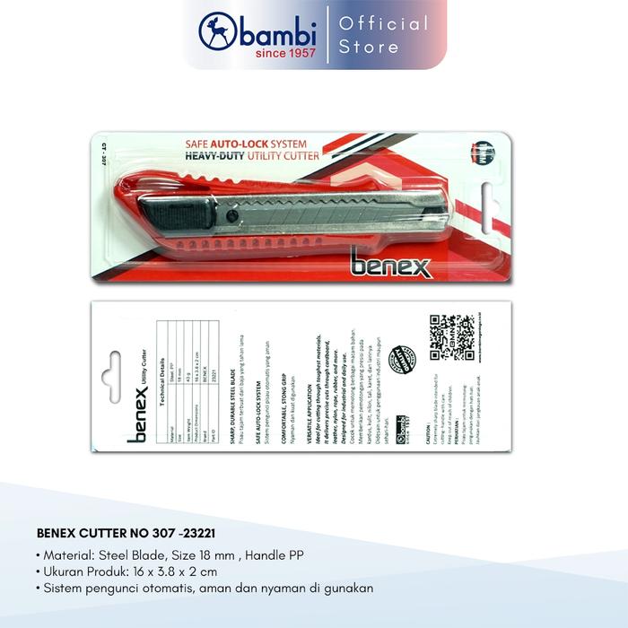 Gambar Benex Cutter 18 mm All Color Original - Red dari Bambifiles Store Kota Depok 5 Tokopedia