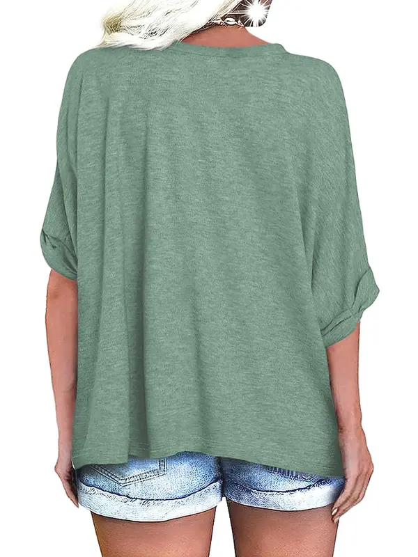 Women's V Neck Batwing Sleeve Tee, Classy Casual Minimalist Plain Short Sleeve T-shirt, Ladies Clothes for Daily Wear, Tops for Women, Womenswear, Tshirts for Women, Summer Top, Comfy Fabric 6