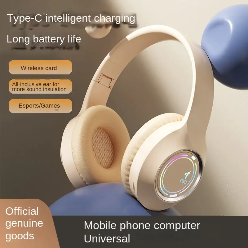 Popular Glowing Bluetooth Headset Headset Good-looking E-Sports Games Music Card Folding Headset Universal Audio Electronic Earbud