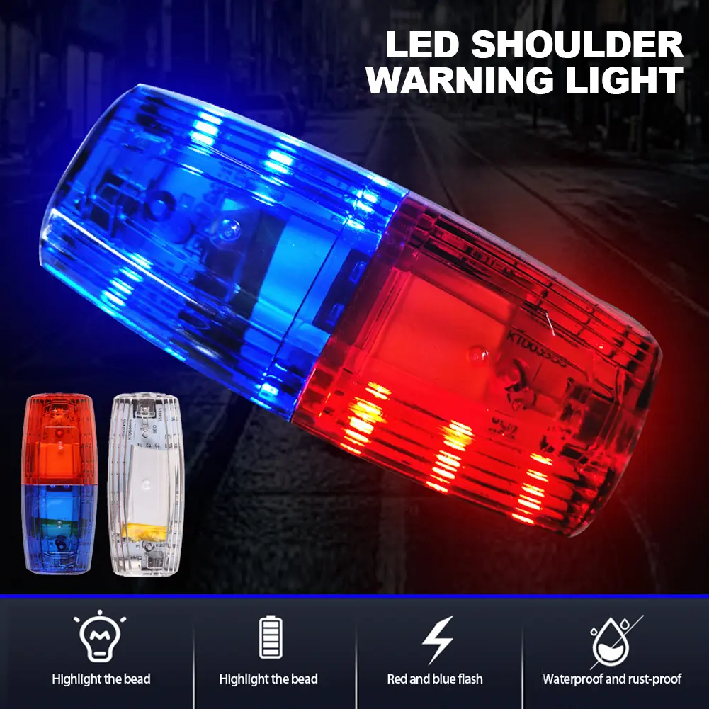 LED Shoulder Warning Light Shoulder Clip Light Worker Safety Alarm Flash Signal Strobe Red Blue Lamp #473042