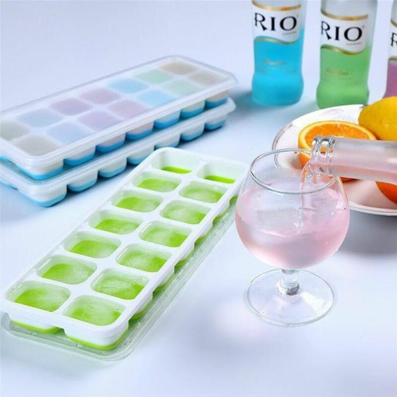 Combo 3 Khay Đá Có Nắp Đậy Silicon mỗi khay 14 Viên dễ dàng lấy đá an toàn tiện dụng 