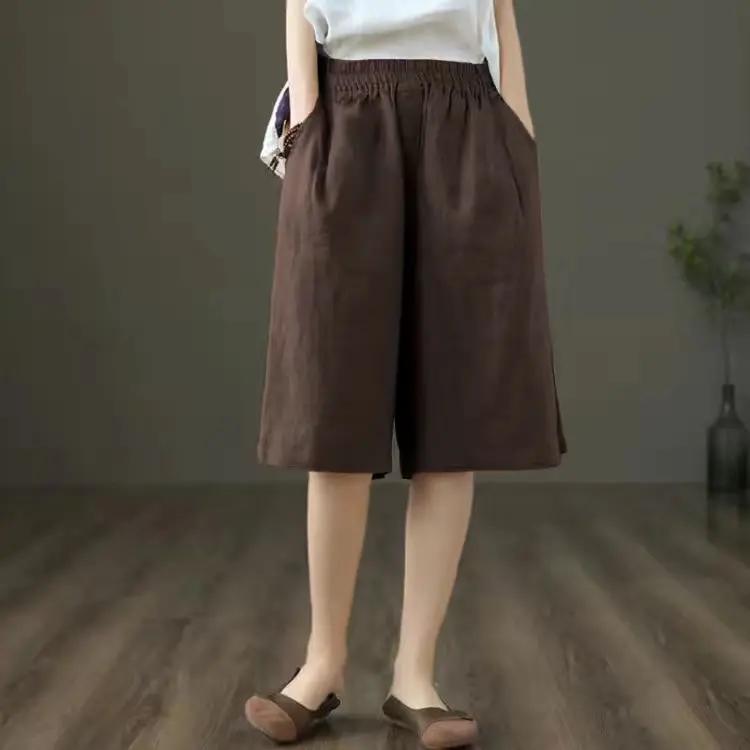 Quần Nữ, Chất Liệu Vải Lanh Bông, Quần Cropped Xén, Quần Đùi, Mỏng Mùa Hè, Cạp Cao, Dáng Rộng Rãi Và Ôm Sát, Phong Cách Thường Ngày Quần Ống Rộng Thẳng, Hàng Mới Về 2024 quần dài nữ,quần bigsize cho nữ quần short nữ,quần đùi nữ bigsize, Women