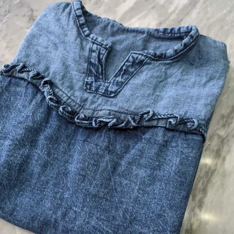 DRESS JEANS ANAK || MODEL KERUT DADA || USIA 4-6 TH || BAHAN DENIM 6,5 OZ Fashion setelan 3