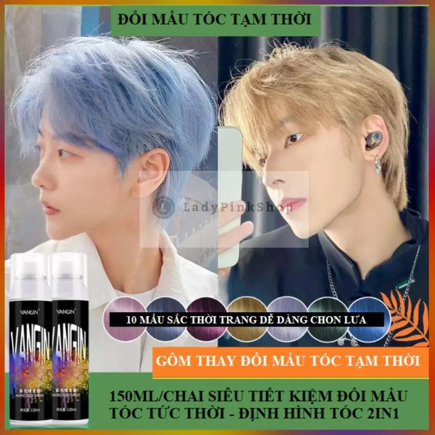 Gôm Xịt Nhuộm Tóc Tạm Thời Vangin 150ml/Chai Mầu Sắc Tự Nhiên Nhiều Mầu Lựa Chọn