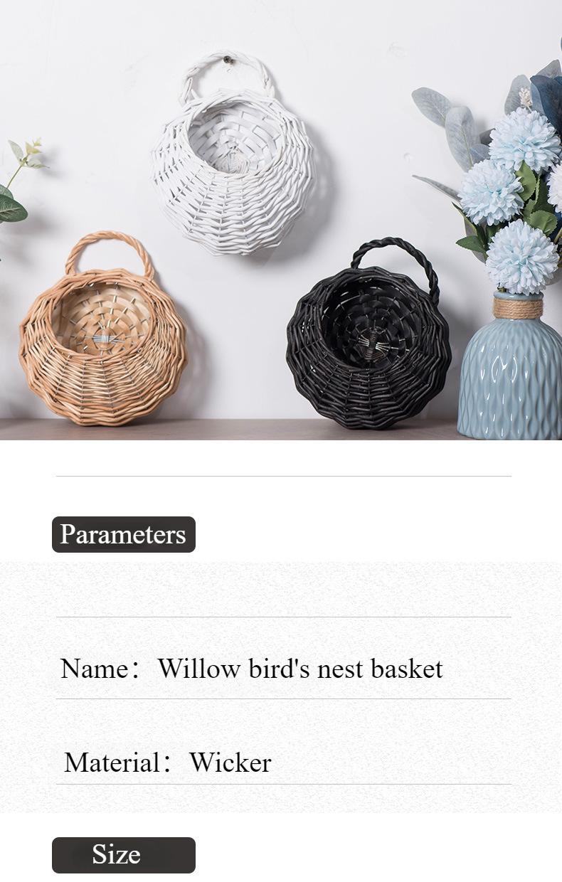 Product Introduction of Rattan Flower Basket Willow Wall Hanging Flower Pot Creative Hand Woven Hanging Flower Basket Storage Basket Succulent Wall Hanging Flower Pot Organiser 9