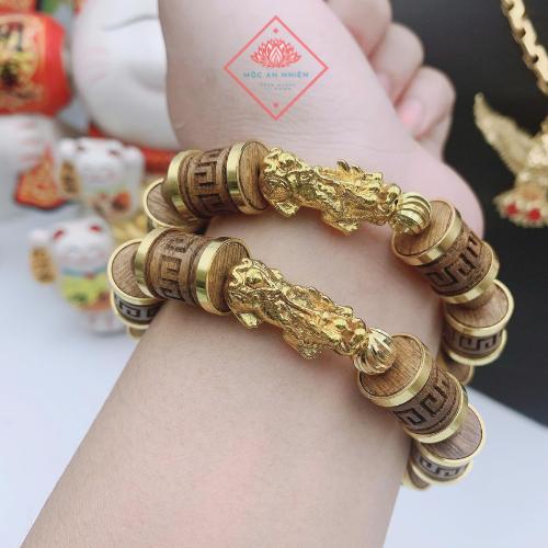 Lắc trầm hương kết hợp tỳ hưu LTH01 - mùi thơm ngọt  điêu khắc chữ vạn 2